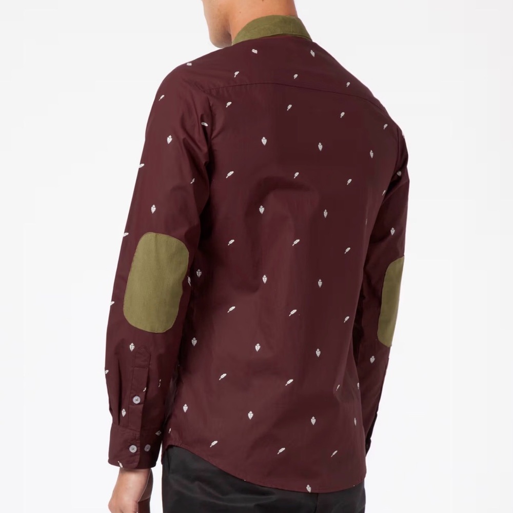 Benny Gold San Francisco Feather Print Shirt – Corduroy Collar – Men's